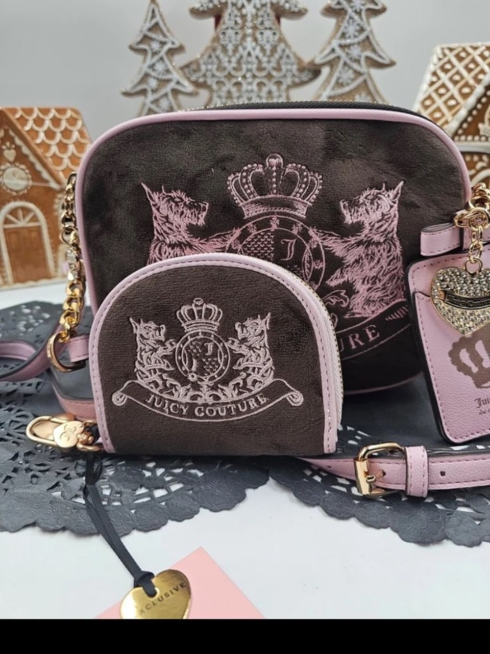 NWT Juicy Couture Scottie Dog Bag & Wallet Set Y2K Coquette Mom/Grad Gift